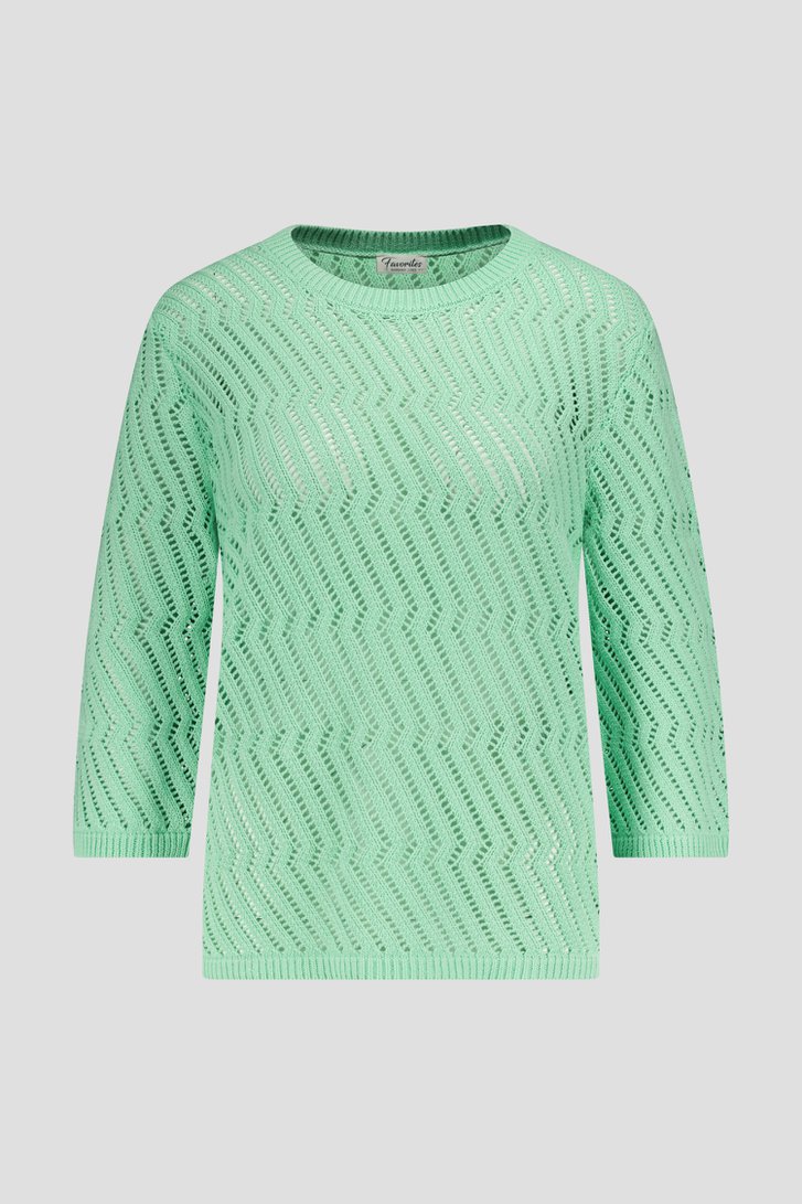 Pull vert clair avec tricot ajouré de Barbara Lebek pour Femmes