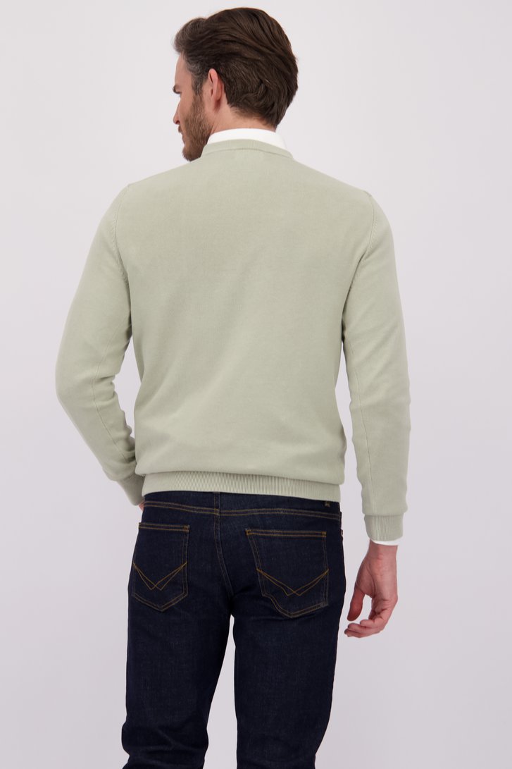 Le dos de Pull vert clair en maille à col V de Michaelis pour Hommes
