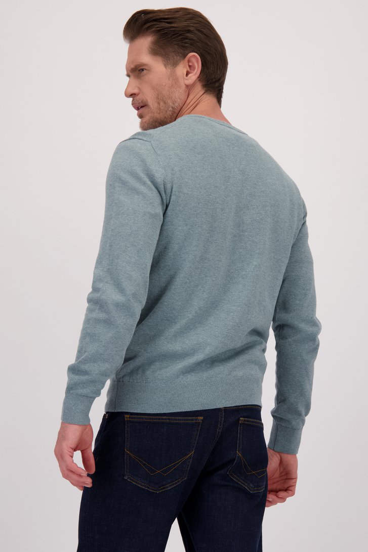 Le dos de Pull vert d’eau avec col en V de Dansaert Blue pour Hommes