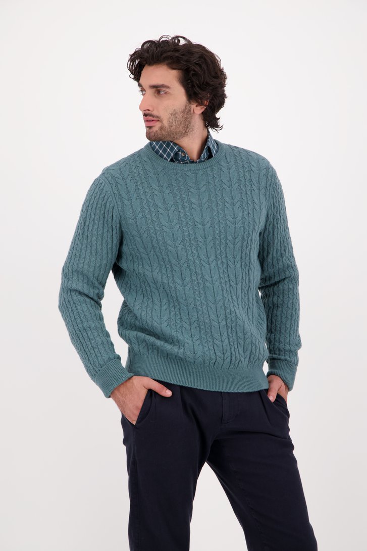 Pull vert en tricot texturé