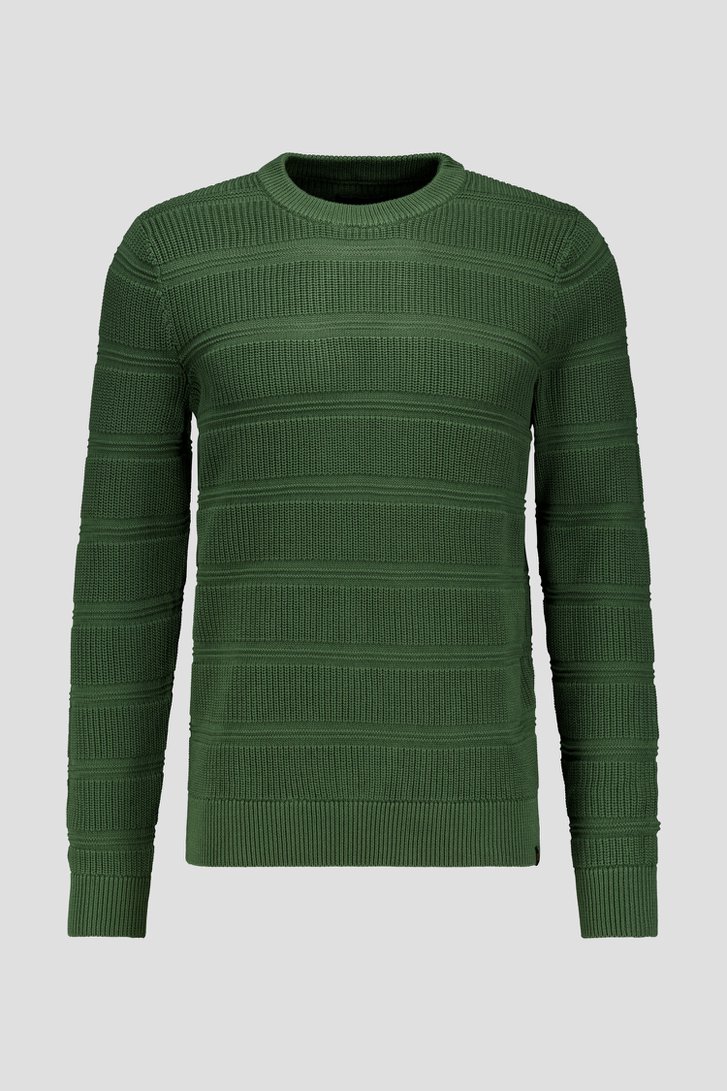 Photo produit 1 de Pull vert foncé à rayures tricotées de Ravøtt pour Hommes