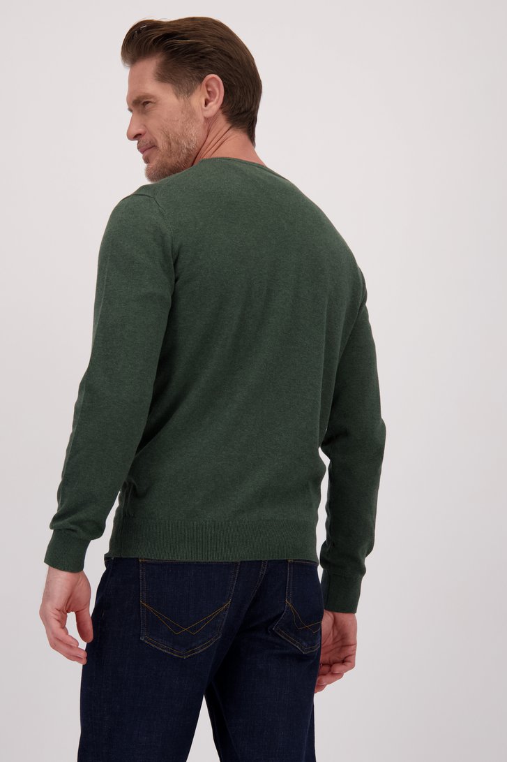 Le dos de Pull vert foncé en coton à col rond de Dansaert Blue pour Hommes