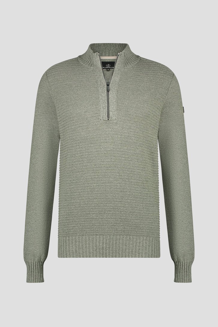 Pull vert mélangé avec fermeture zippée de Bluefields pour Hommes