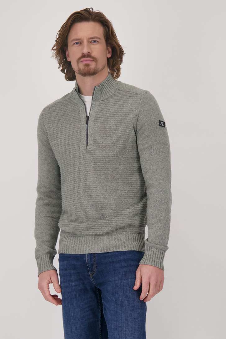 Pull vert mélangé avec fermeture zippée de Bluefields pour Hommes