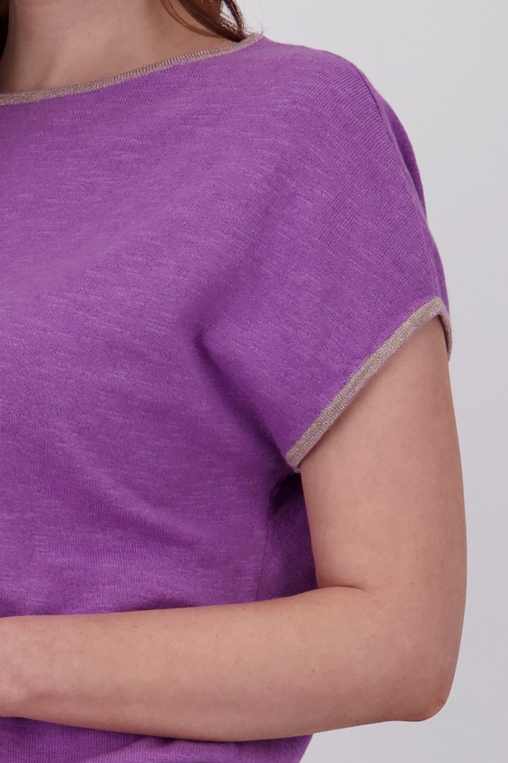 Pull violet à manches courtes coupées de Libelle pour Femmes