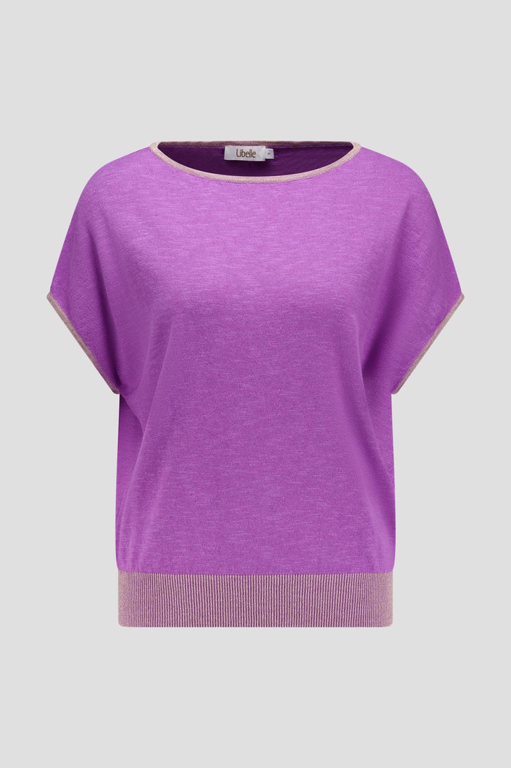 Pull violet à manches courtes coupées de Libelle pour Femmes