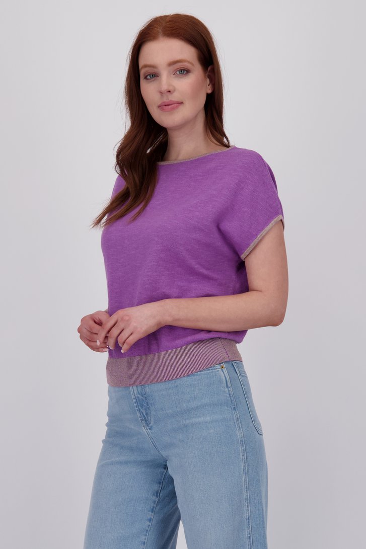 Pull violet à manches courtes coupées de Libelle pour Femmes