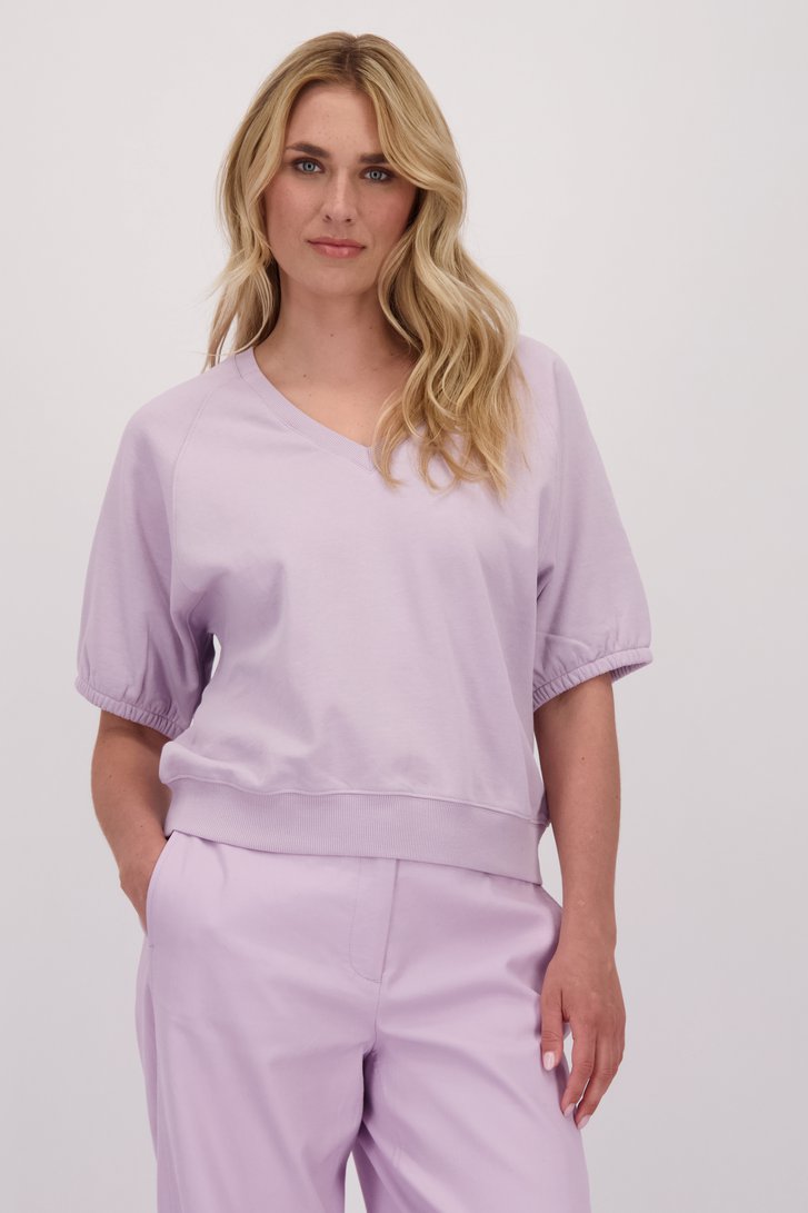 Le devant de Pull violet à manches courtes de Libelle pour Femmes