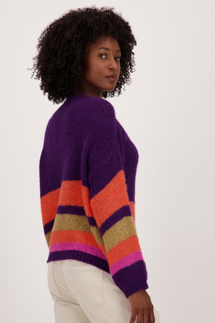 Pull violet à motifs rayés  de Geisha pour Femmes