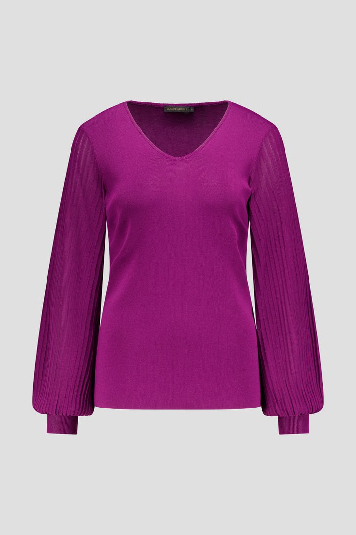 Photo produit 1 de Pull violet foncé à col en V de Claude Arielle pour Femmes