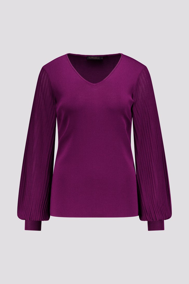 Photo produit 2 de Pull violet foncé à col en V de Claude Arielle pour Femmes