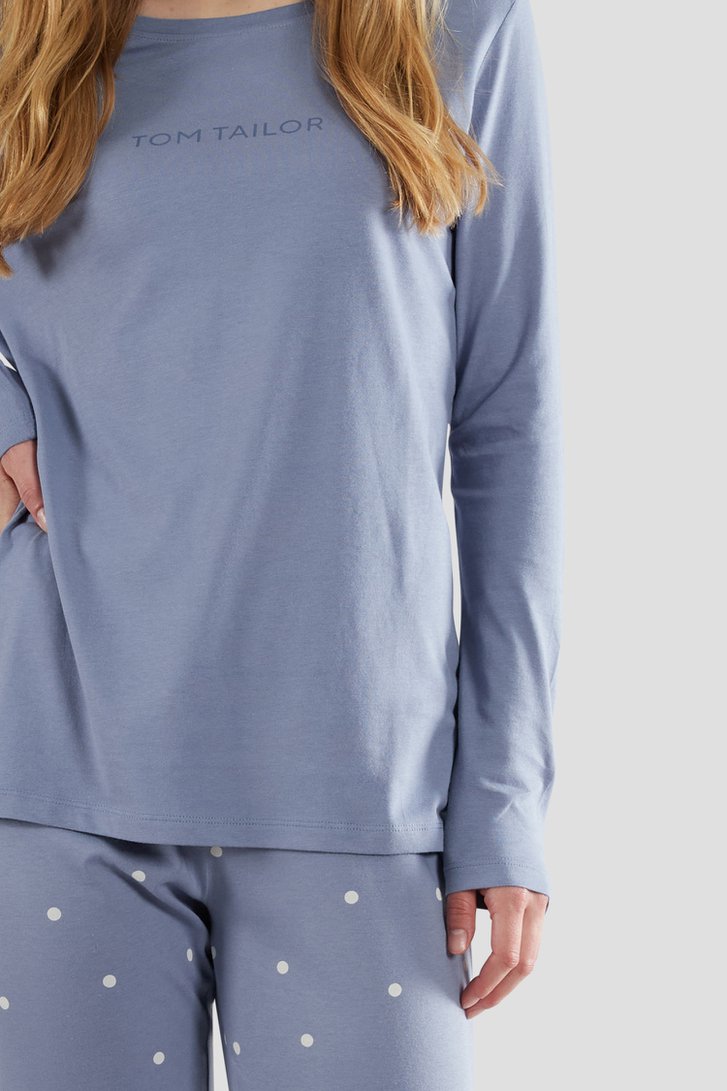 Pyjama bleu avec manches longues et pantalon de Tom Tailor pour Femmes