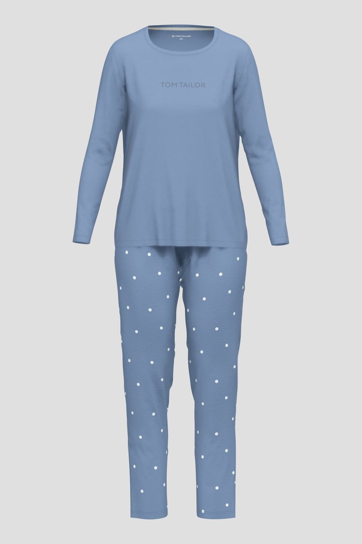 Pyjama bleu avec manches longues et pantalon de Tom Tailor pour Femmes