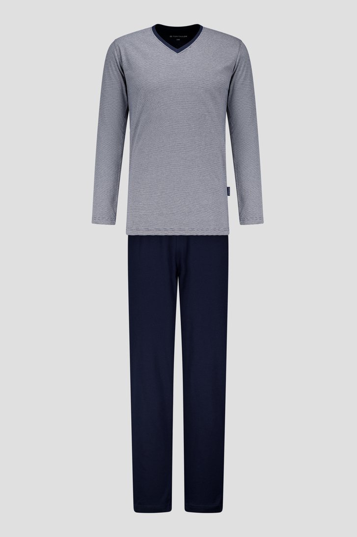 Pyjama bleu foncé avec manches longues et pantalon de Tom Tailor pour Hommes