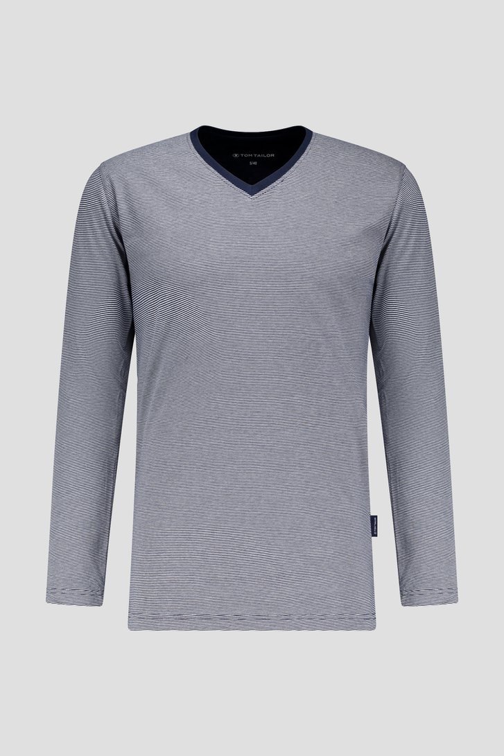 Pyjama bleu foncé avec manches longues et pantalon de Tom Tailor pour Hommes