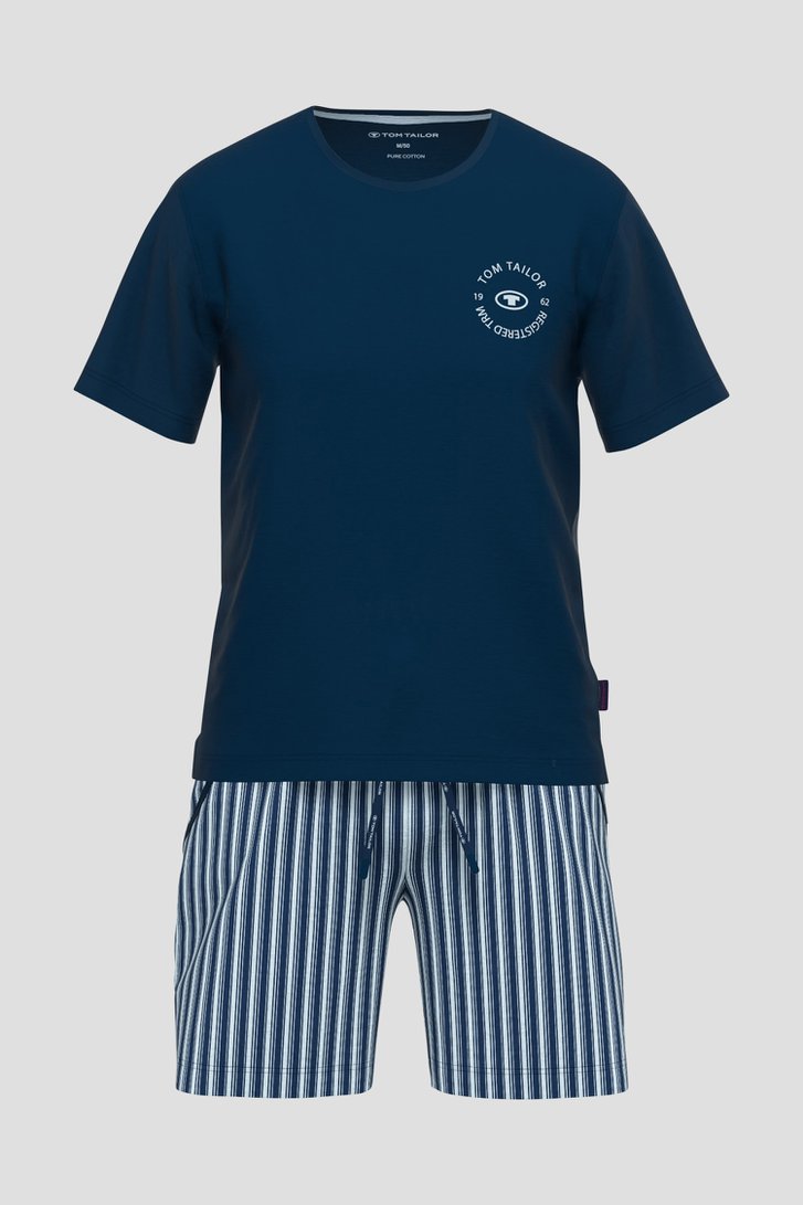 Pyjama bleu foncé avec T-shirt et short de Tom Tailor pour Hommes