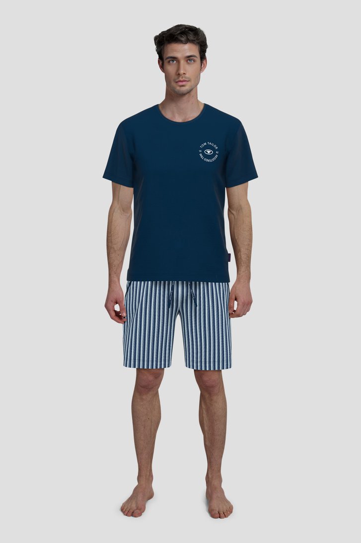 Pyjama bleu foncé avec T-shirt et short de Tom Tailor pour Hommes