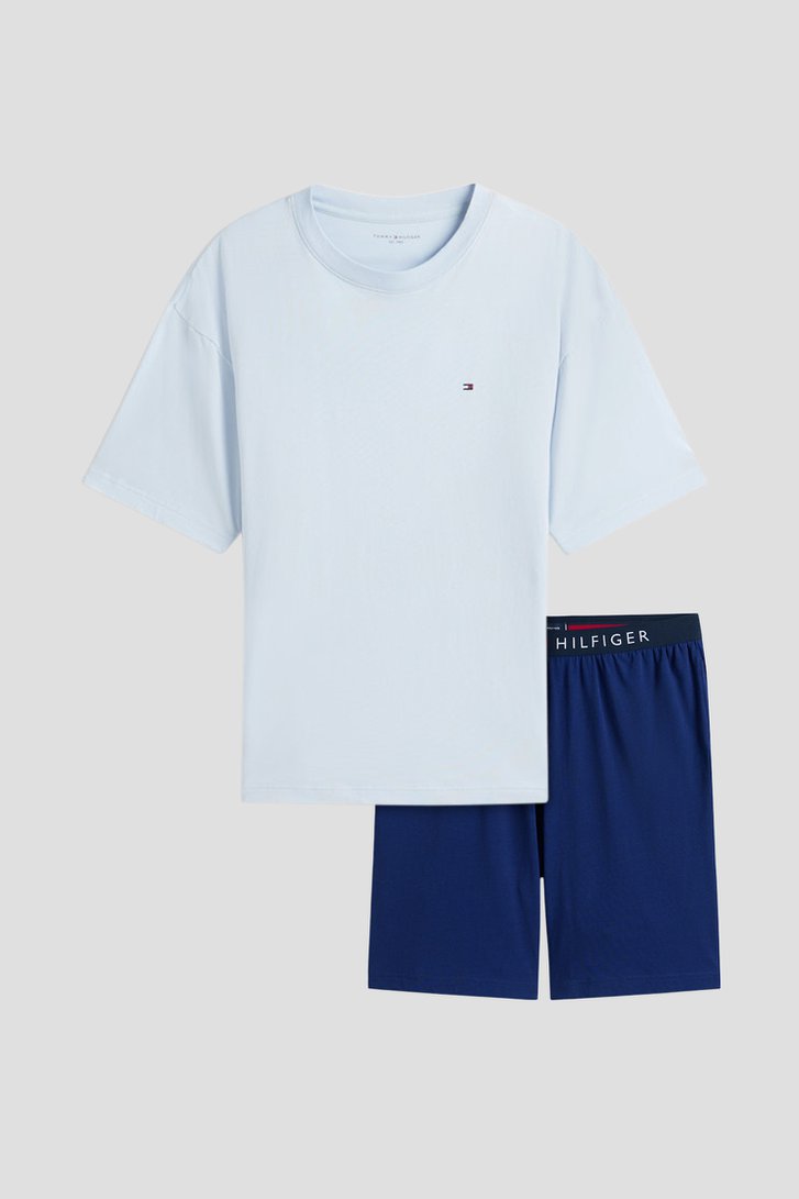 Productfoto 1 van Pyjama met lichtblauw T-shirt en navy short door Tommy Hilfiger voor Heren