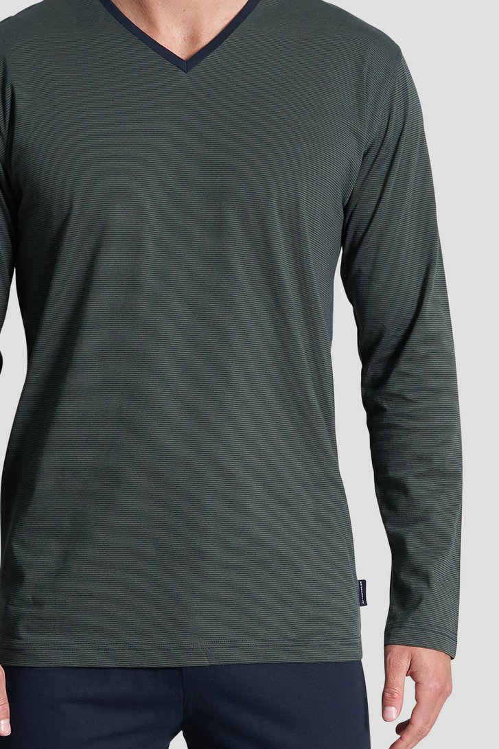 Pyjama vert foncé avec manches longues et pantalon de Tom Tailor pour Hommes