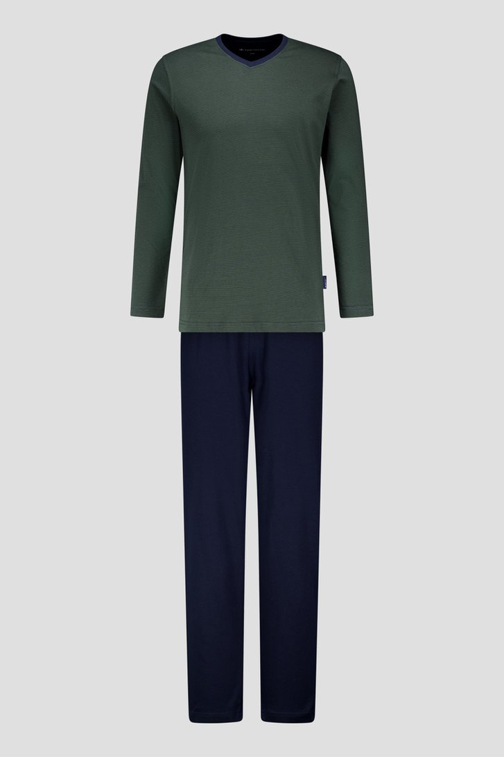 Pyjama vert foncé avec manches longues et pantalon de Tom Tailor pour Hommes