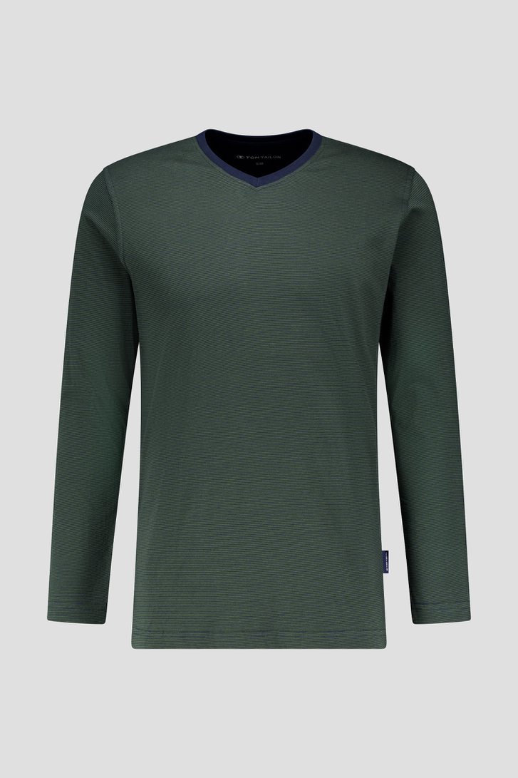 Pyjama vert foncé avec manches longues et pantalon de Tom Tailor pour Hommes