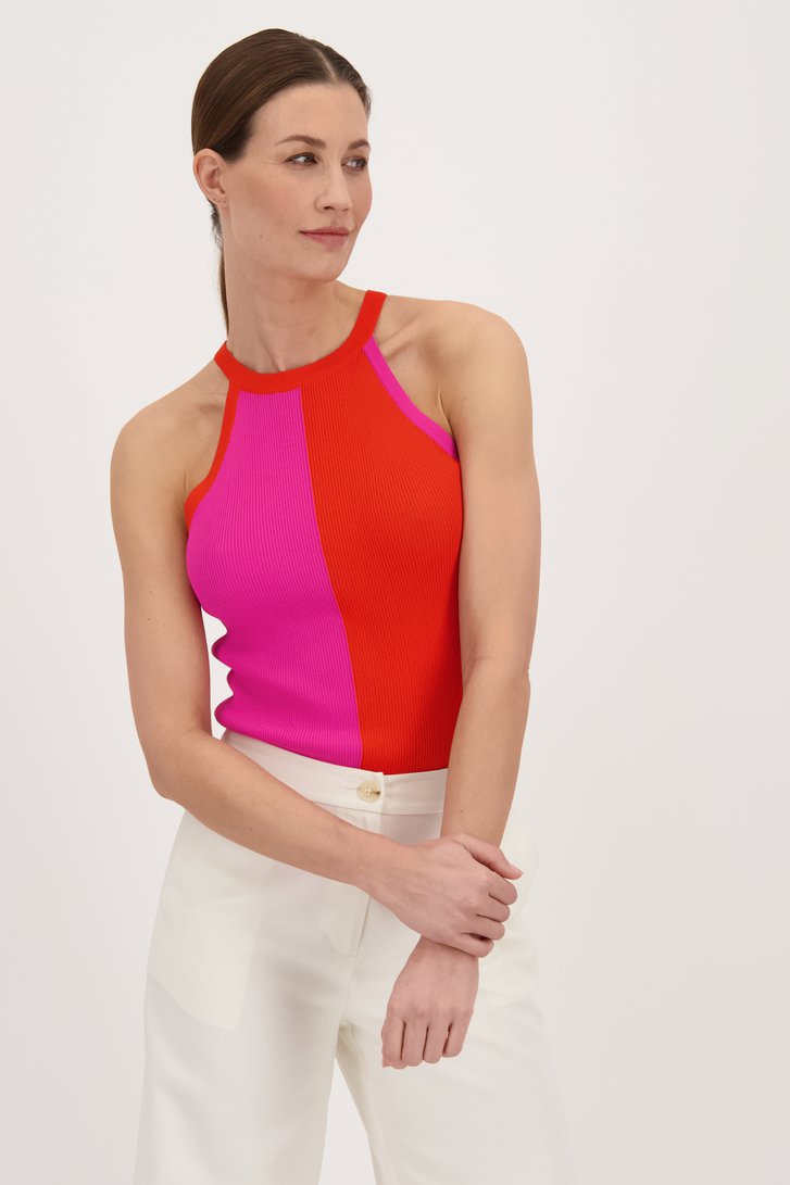 Ribgebreid topje met colour block - Louise x Tine van Louise voor Dames