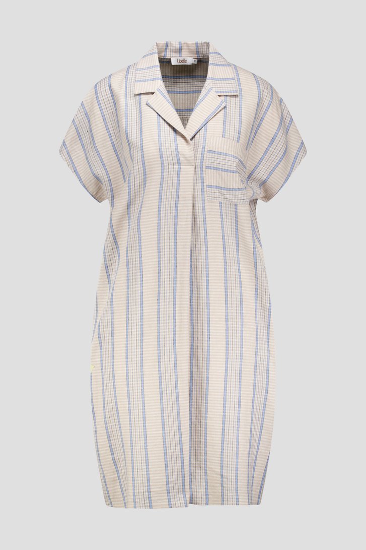 Robe à carreaux beige avec col en V de Libelle pour Femmes