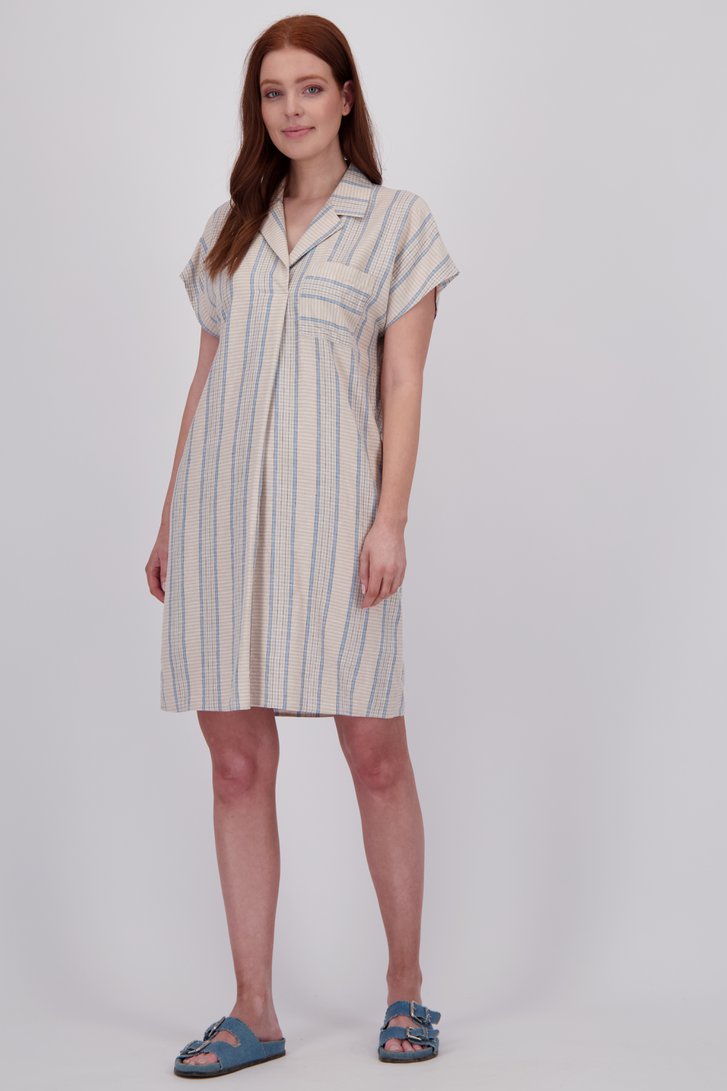 Robe à carreaux beige avec col en V de Libelle pour Femmes