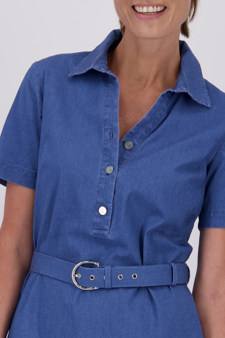 Robe bleue à manches courtes de Claude Arielle pour Femmes