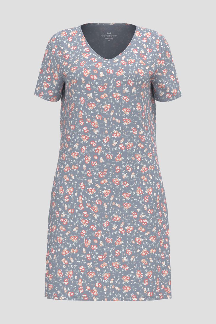 Robe de nuit bleue à fleurs et manches courtes de Liberty Island pour Femmes