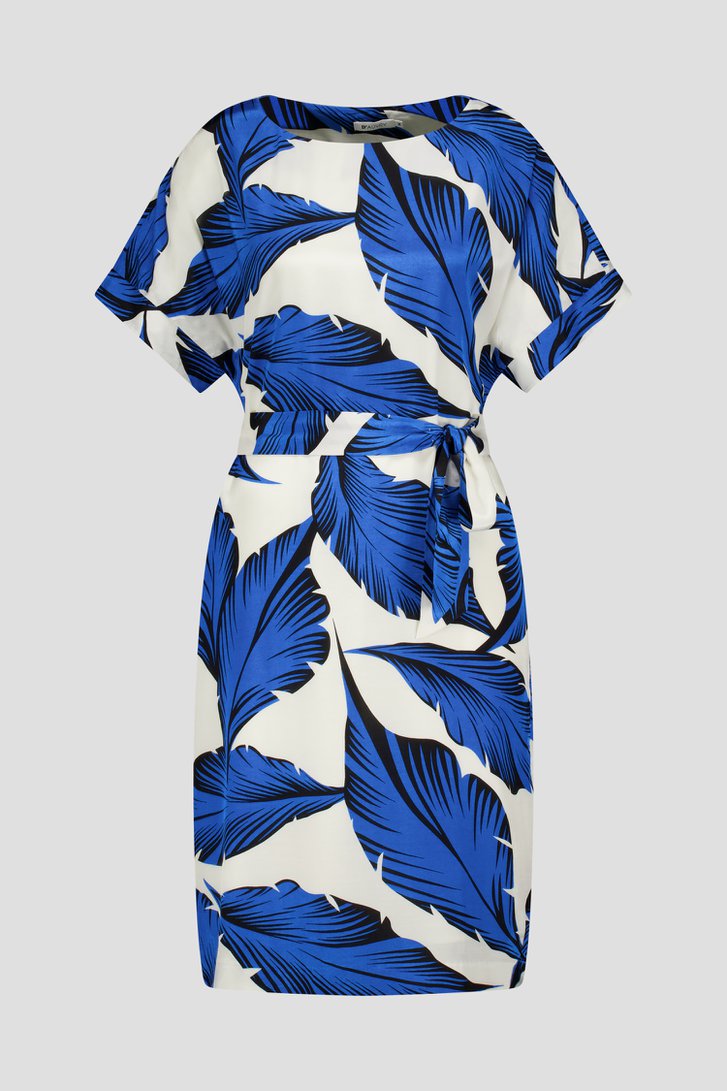 Robe écrue à imprimé feuilles bleues   de D'Auvry pour Femmes