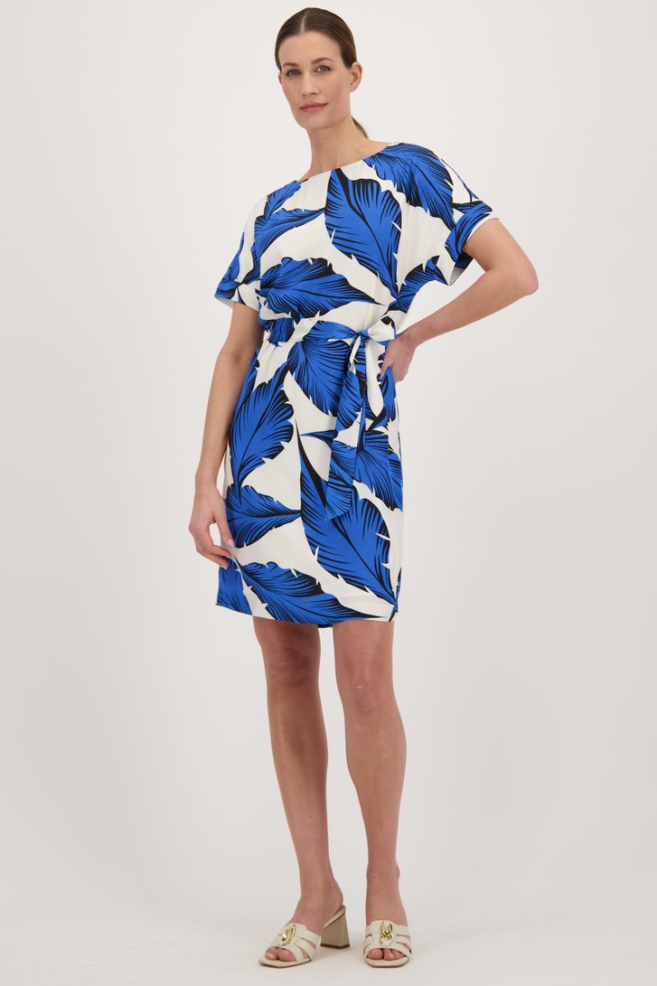 Robe écrue à imprimé feuilles bleues   de D'Auvry pour Femmes