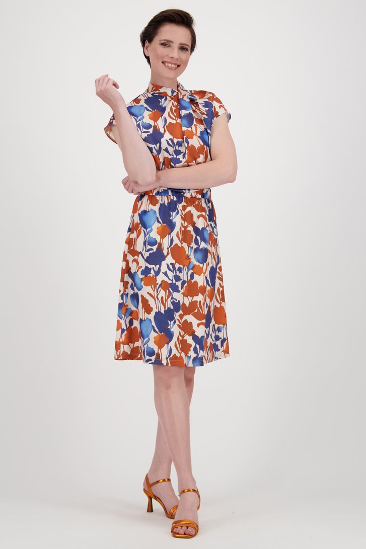 Robe écrue à imprimé floral orange-bleu de D'Auvry pour Femmes