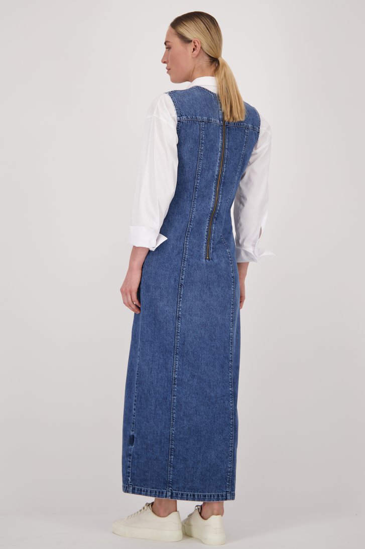 Robe en denim bleu longue avec fente de Liberty Island Denim pour Femmes