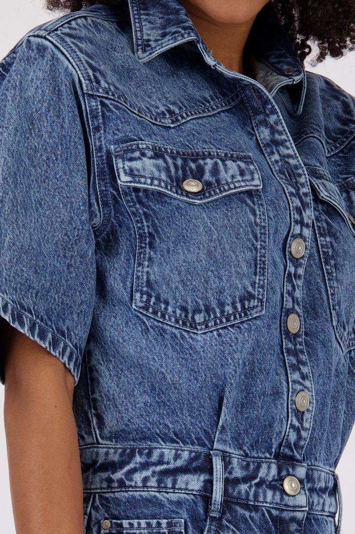 Robe en jean bleue à manches courtes de Louise pour Femmes