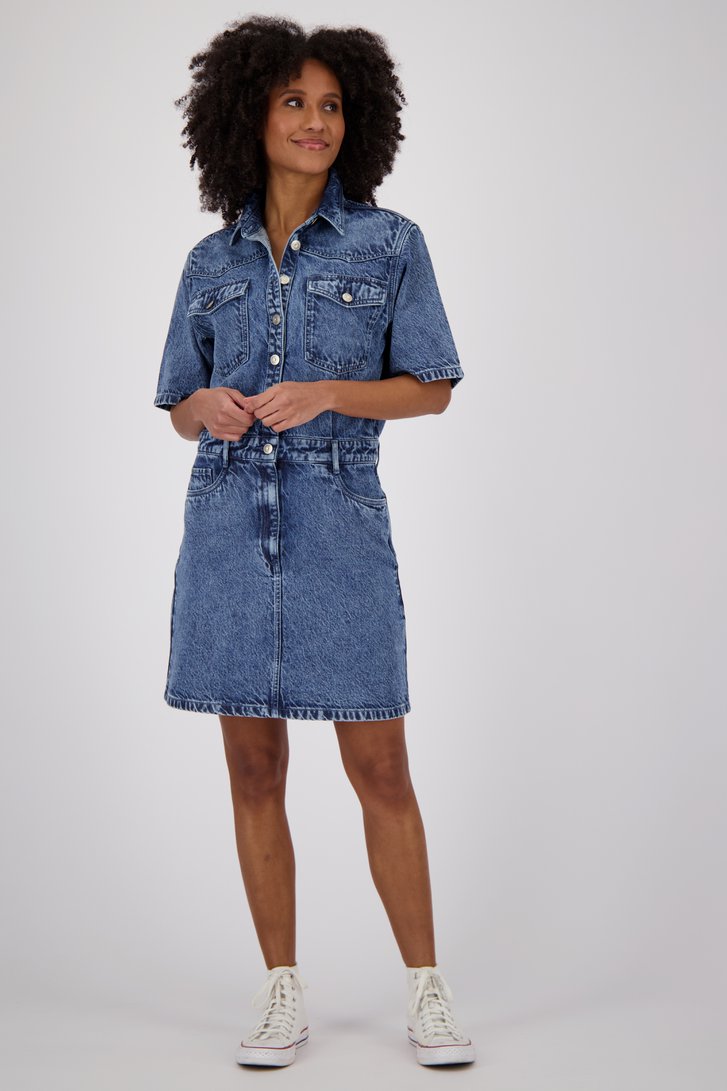 Robe en jean bleue à manches courtes de Louise pour Femmes
