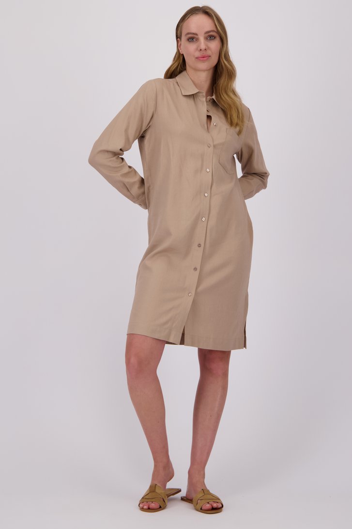 Robe en lin beige de Liberty Island pour Femmes