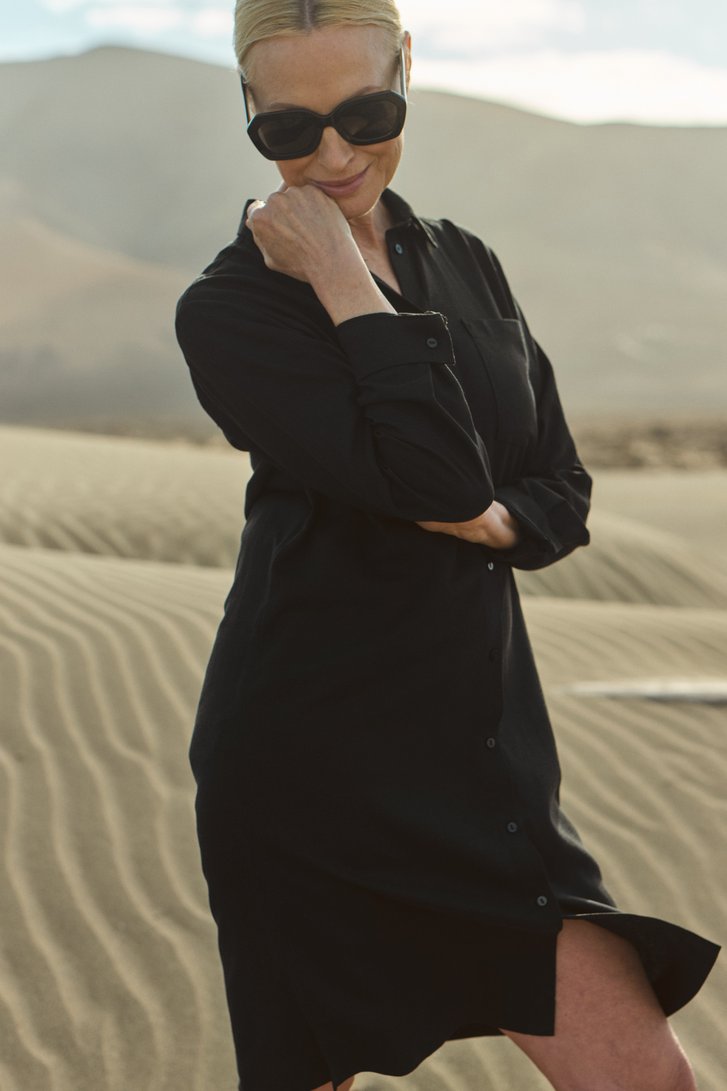 Robe en lin noir de Liberty Island pour Femmes