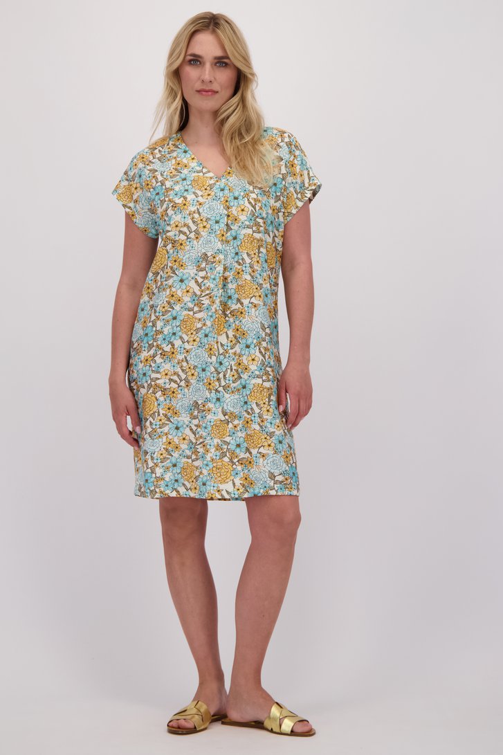 Le devant de Robe fleurie avec imprimé floral bleu et orange de Libelle pour Femmes