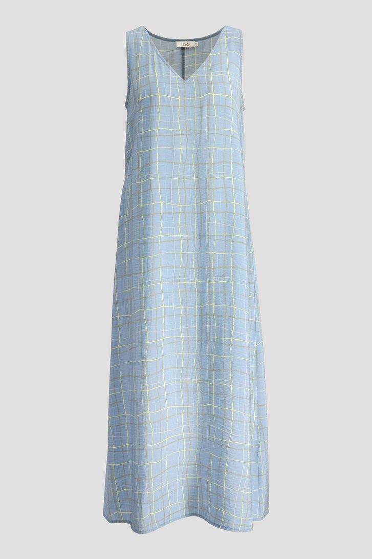 Photo produit 1 de Robe longue bleu clair à motif à carreaux de Libelle pour Femmes