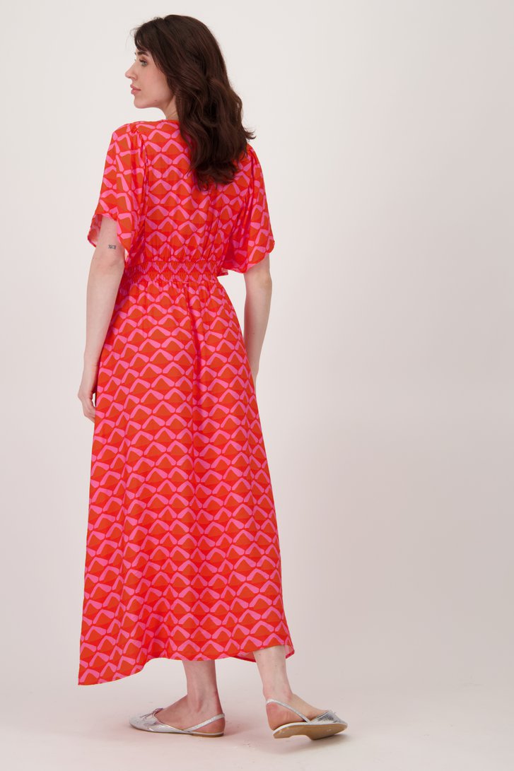 Robe longue en corail à imprimé violet de Geisha pour Femmes