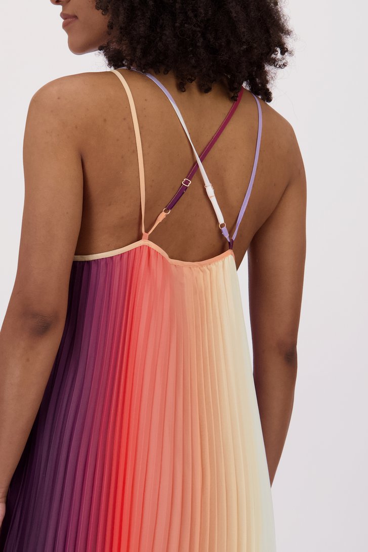 Robe longue plissée sans manches corail de Louise pour Femmes