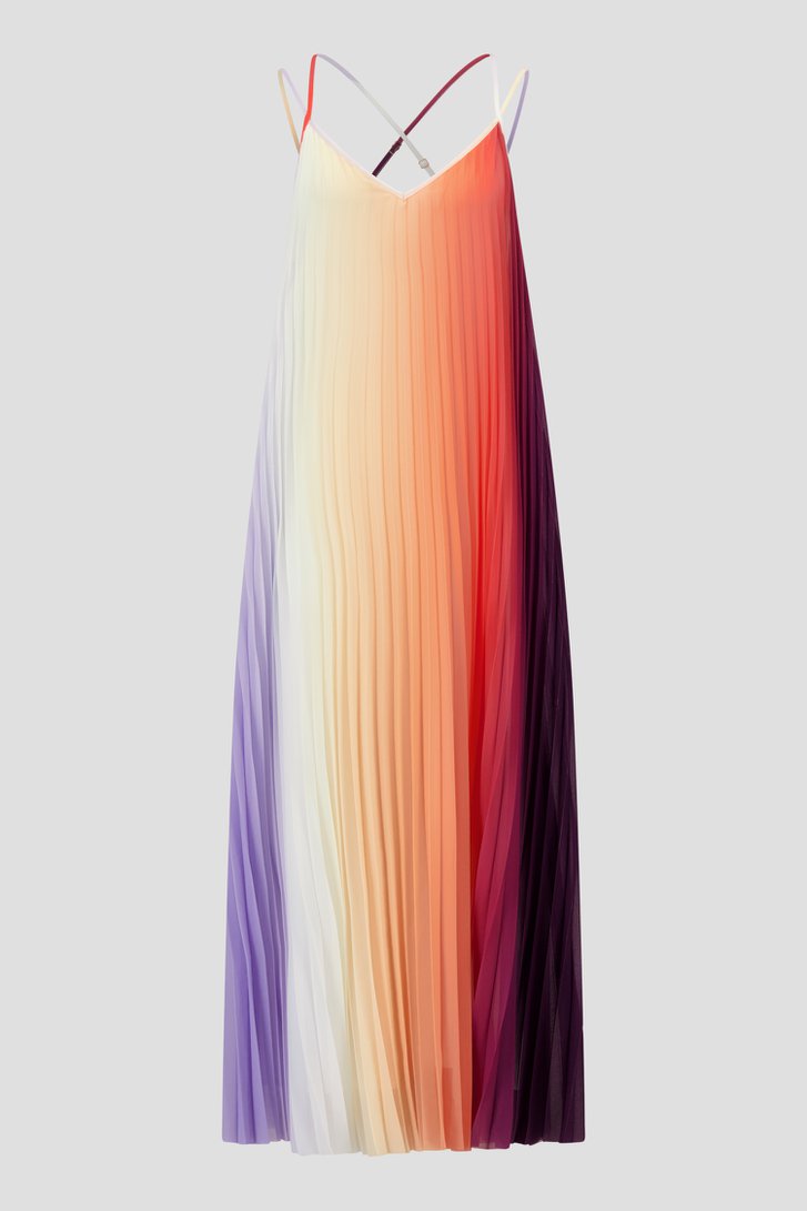 Robe longue plissée sans manches corail de Louise pour Femmes