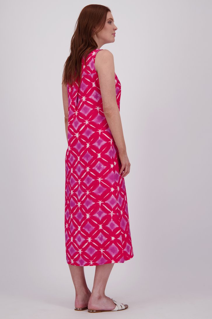 Robe longue rouge avec imprimé aquarelle violet de Libelle pour Femmes