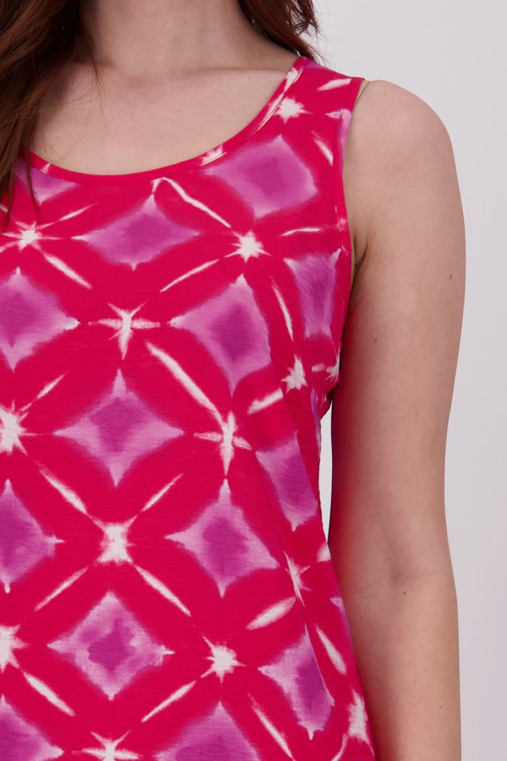 Robe longue rouge avec imprimé aquarelle violet de Libelle pour Femmes
