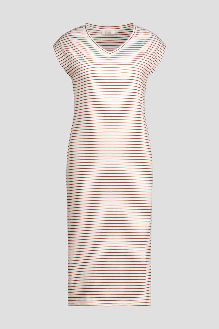 Photo produit 1 de Robe midi à rayures blanc-chocolat de Liberty Loving nature pour Femmes