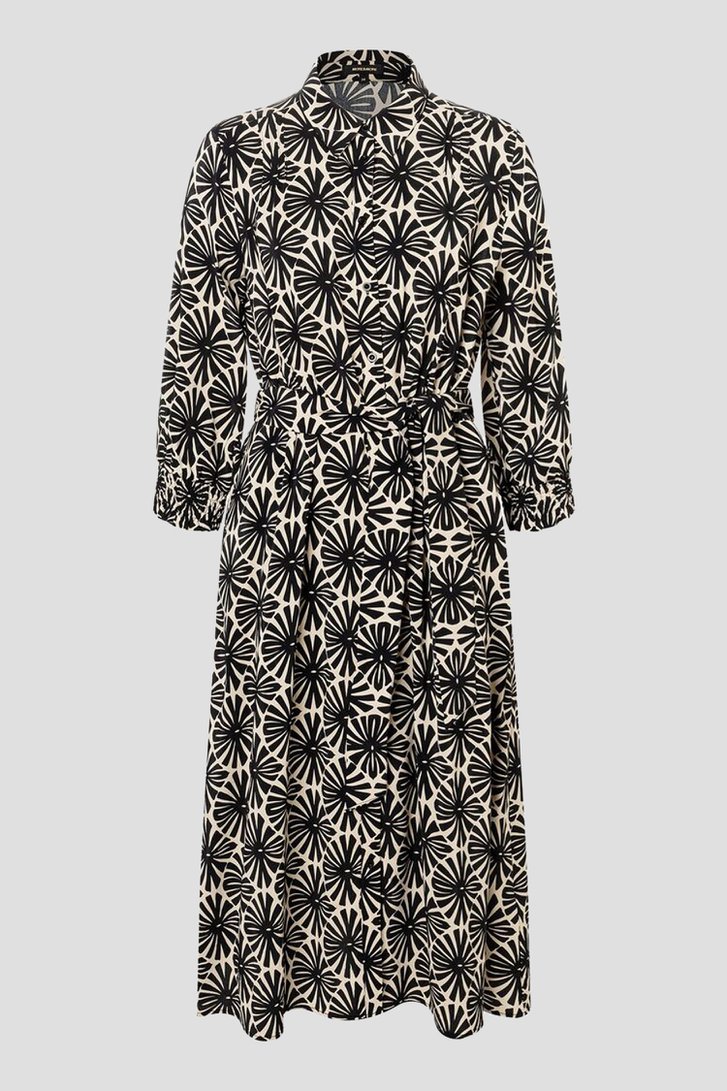 Robe midi beige avec imprimé floral noir de More & More pour Femmes