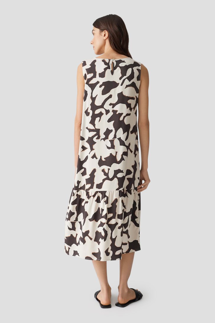 Robe midi beige clair avec imprimé brun de Opus pour Femmes