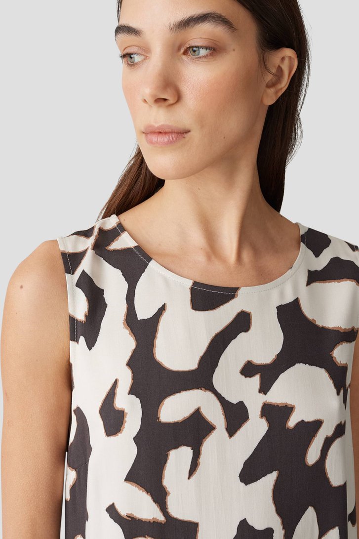 Robe midi beige clair avec imprimé brun de Opus pour Femmes
