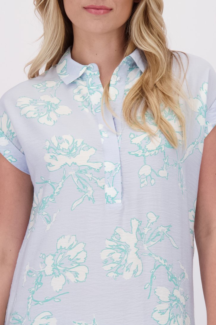 Détail de Robe midi bleue à motif floral vert de Libelle pour Femmes
